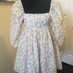 J.ING Puff Sleeves empire waist floral mini Dress Size xs